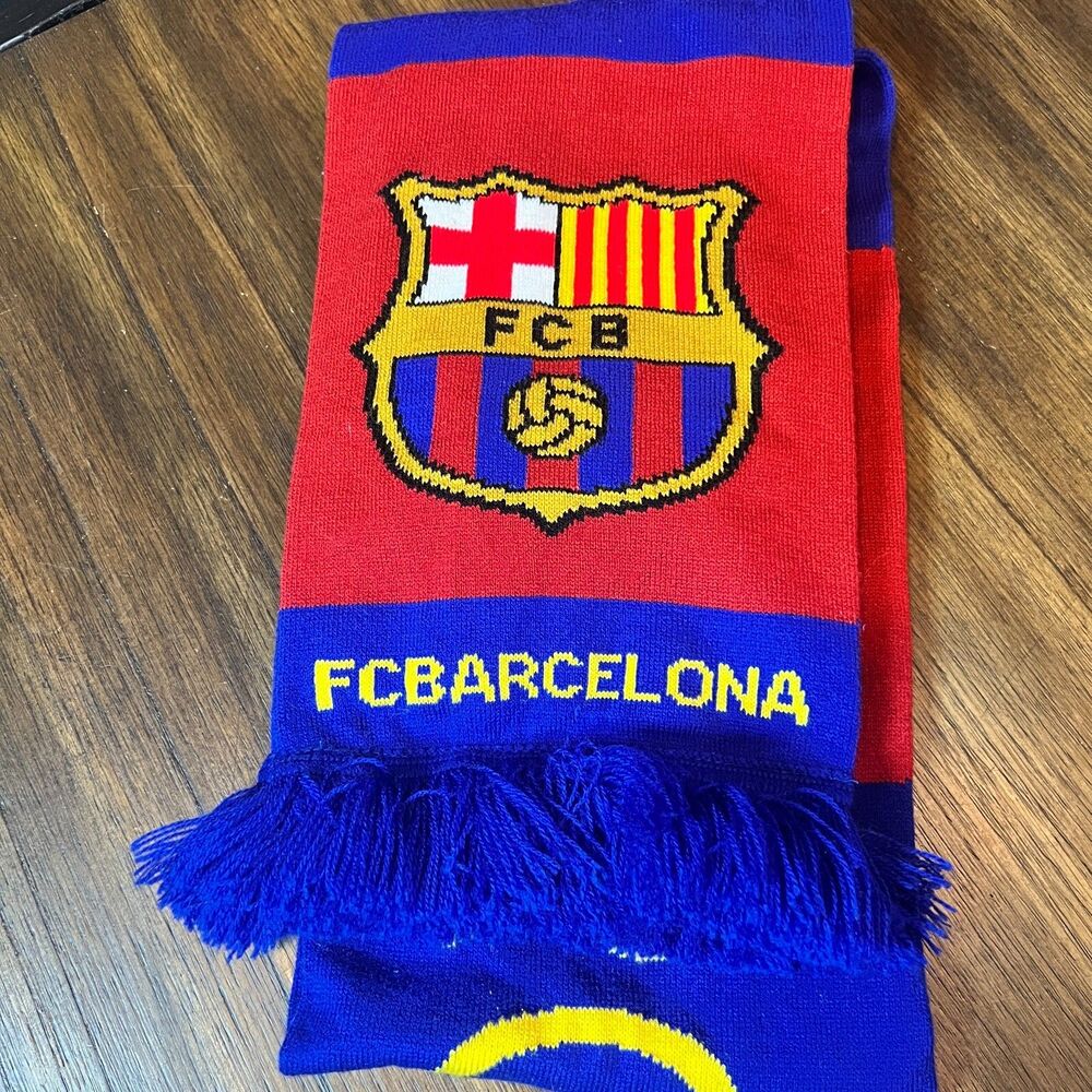 FCB Barcelona Authentic Official Licensed Reversible Soccer Scarf winter blue